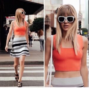 A.L.C. Ali Crop Top Coral Sunset Y2K Bandage Sleeveless Square Neckline